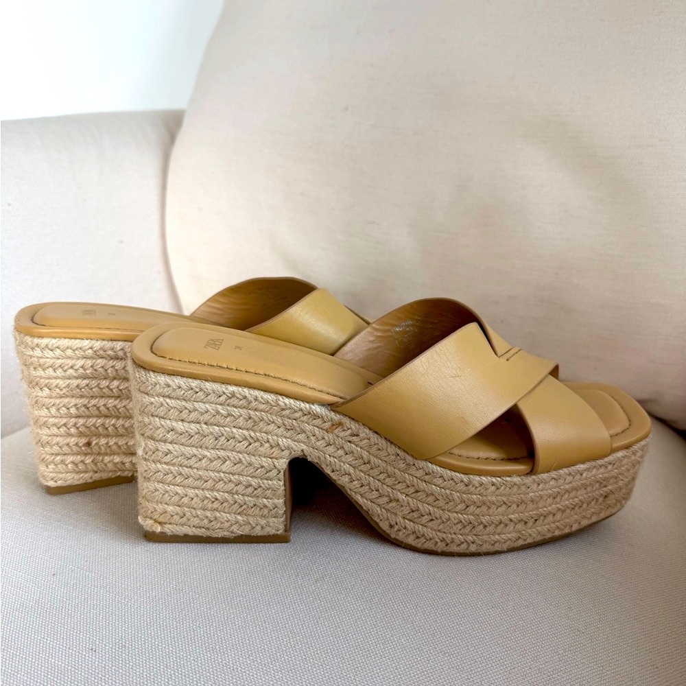 Zara Tan Espadrille Platform Sandals